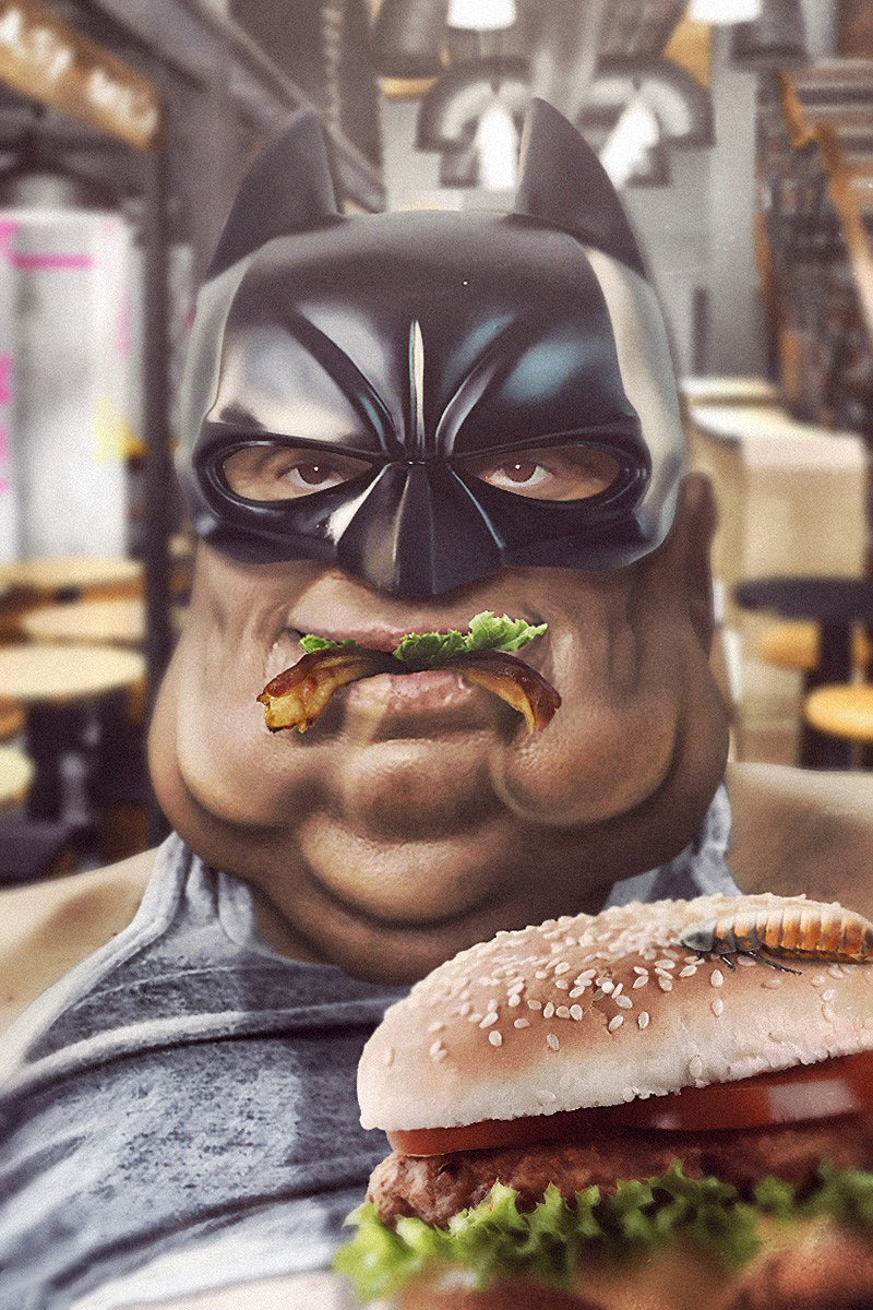 Fat BATMAN finds his Burger :D – Where is my Burger?